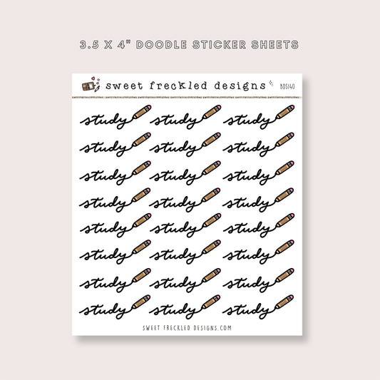 Study Handwritten Pencil Stickers