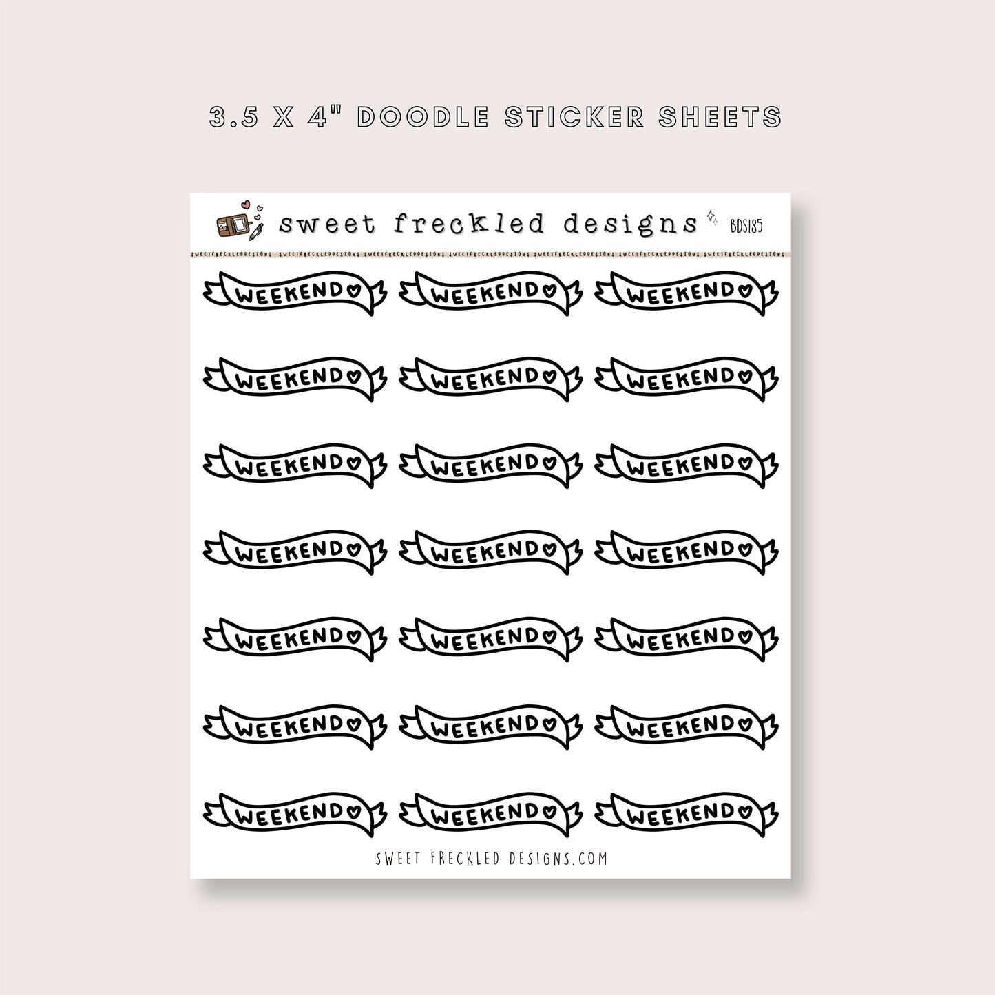 Weekend Banner Doodle Stickers (3 Colors Available)