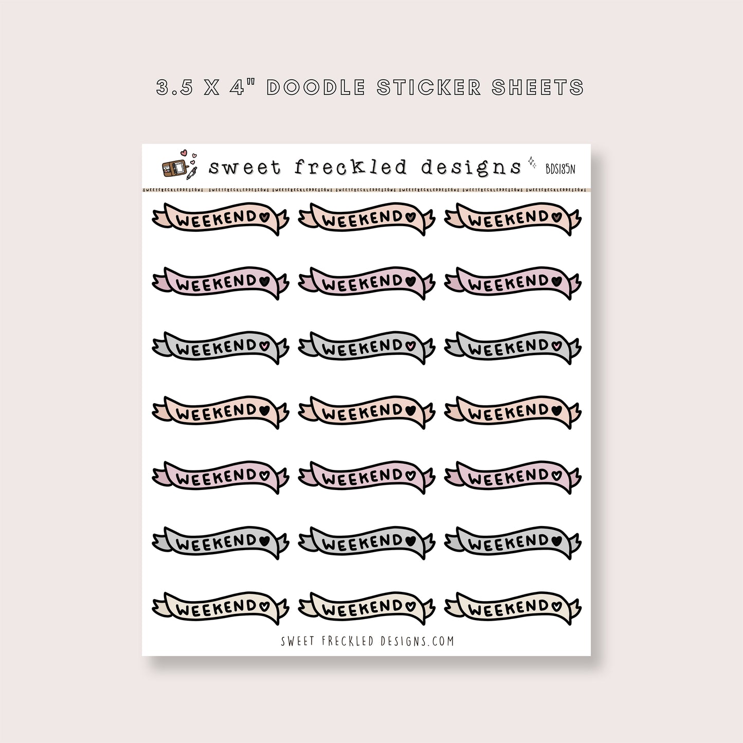 Weekend Banner Doodle Stickers (3 Colors Available)