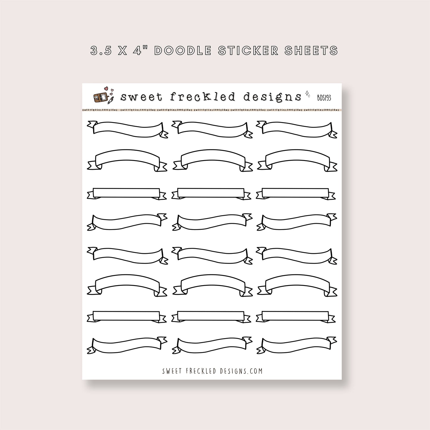 Smaller Doodle Banner Stickers (4 Colors Available)