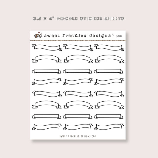 Smaller Doodle Banner Stickers (4 Colors Available)