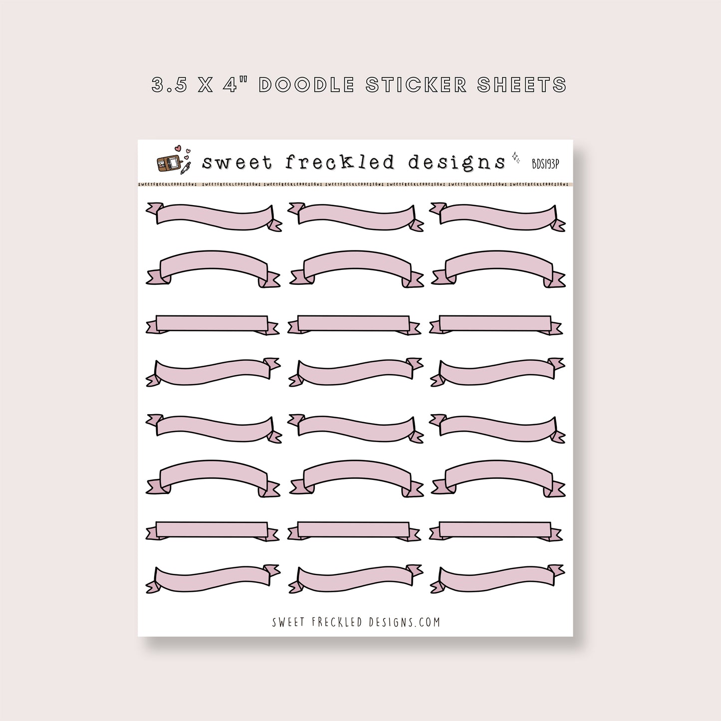 Smaller Doodle Banner Stickers (4 Colors Available)