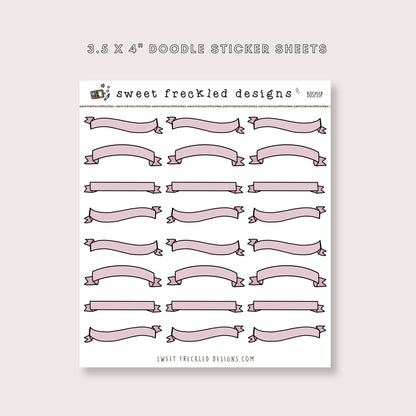 Smaller Doodle Banner Stickers (4 Colors Available)