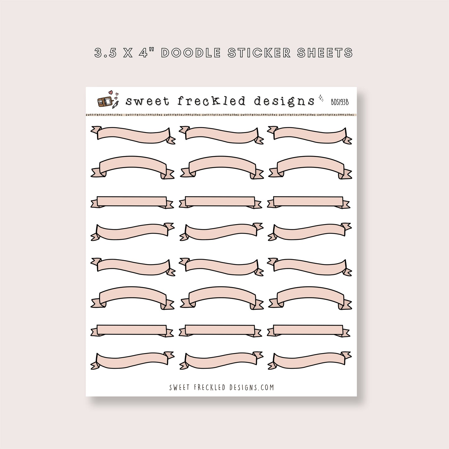 Smaller Doodle Banner Stickers (4 Colors Available)