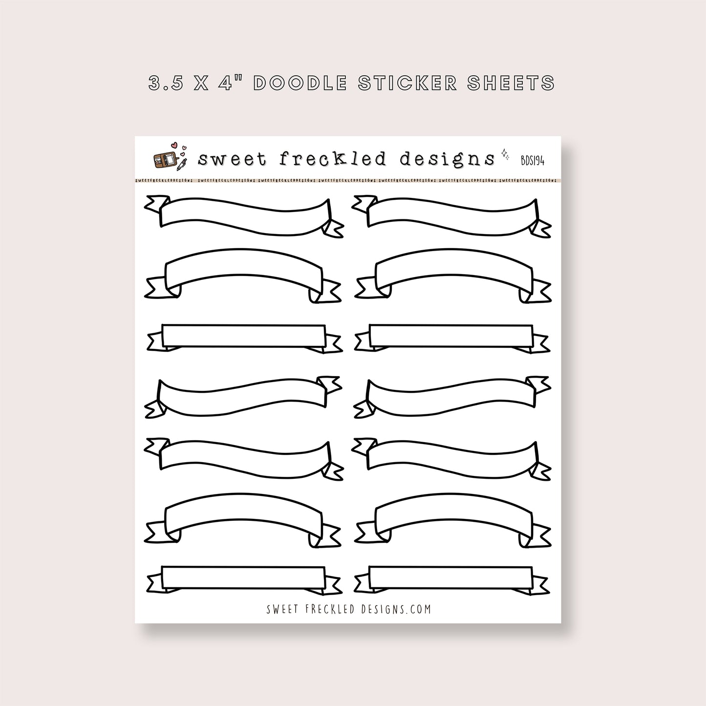 Doodle Banner Stickers (4 Colors Available)