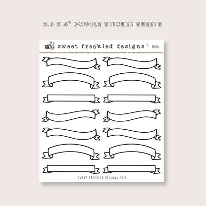 Doodle Banner Stickers (4 Colors Available)