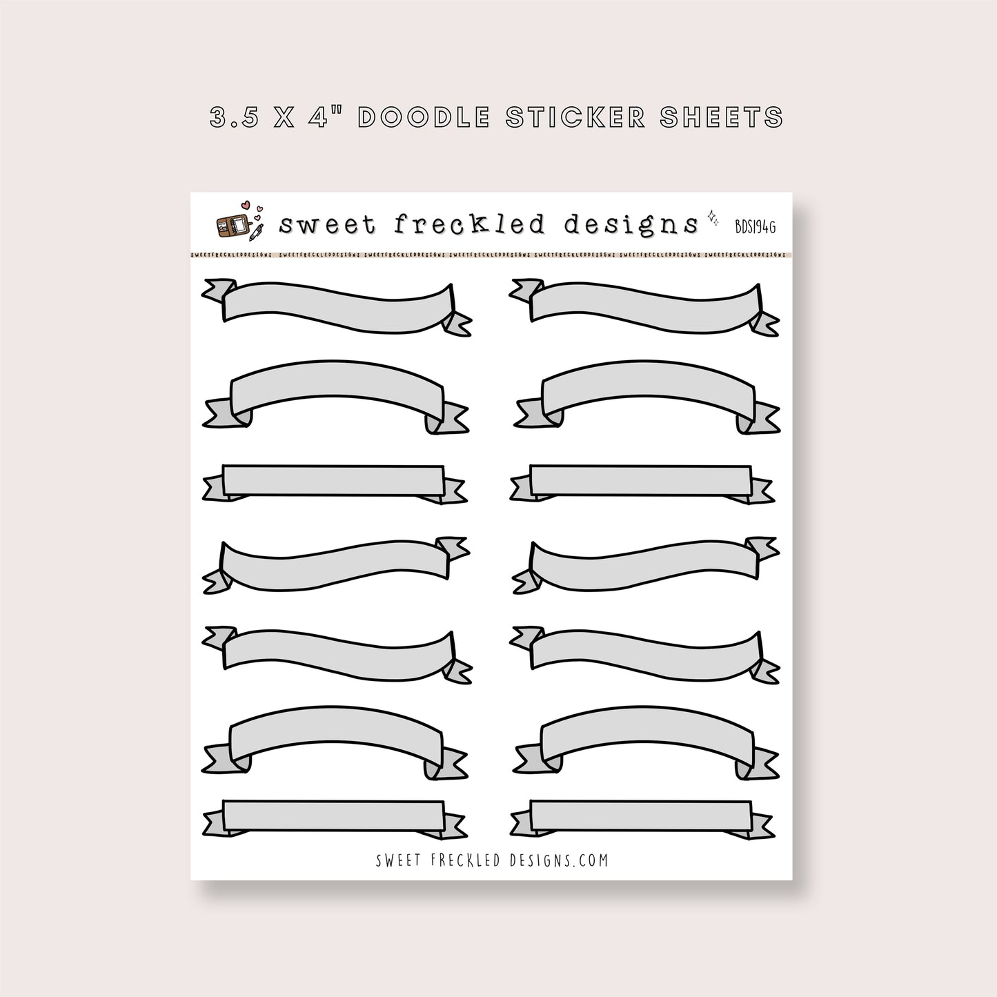 Doodle Banner Stickers (4 Colors Available)