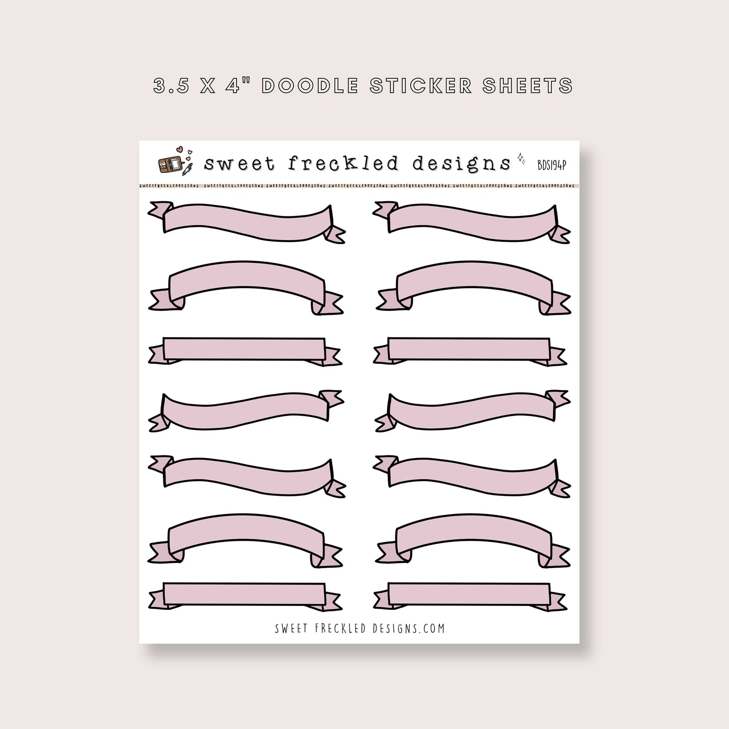 Doodle Banner Stickers (4 Colors Available)