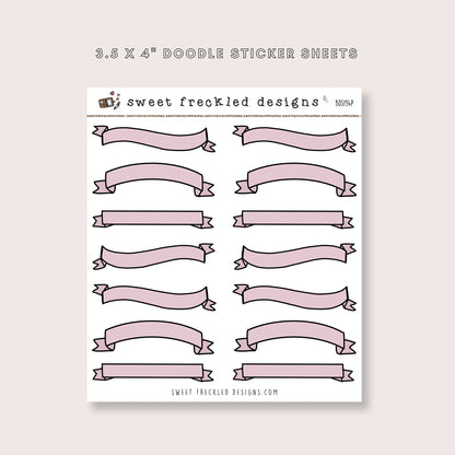 Doodle Banner Stickers (4 Colors Available)