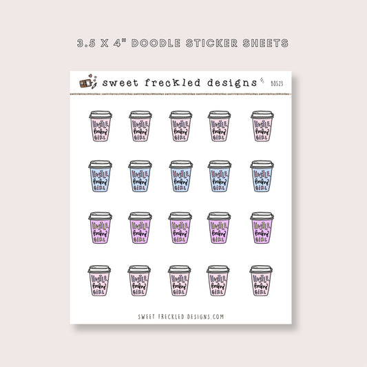 Hustle, Baby Girl Coffee Cup Stickers