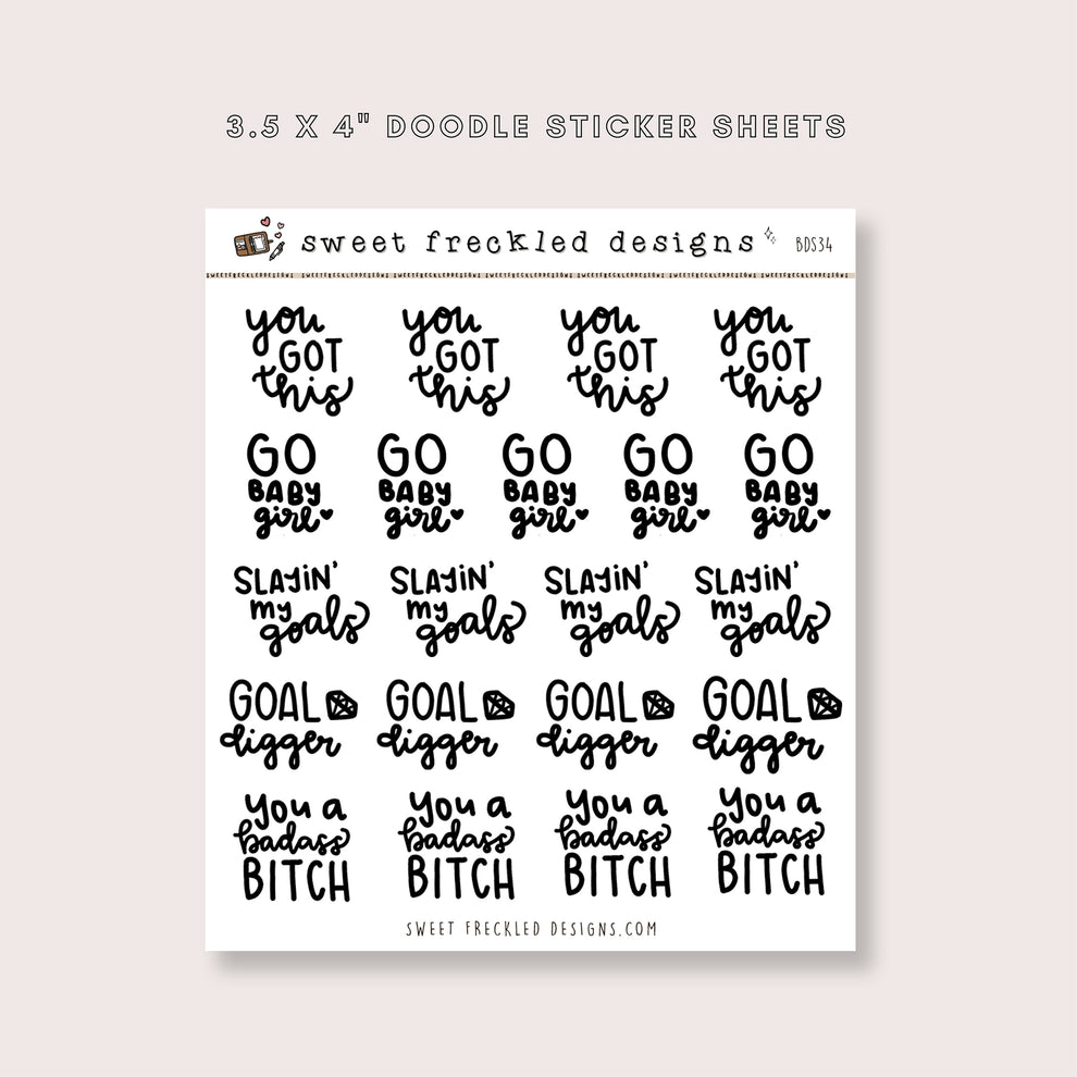 Get It Girl Positive Motivational Sayings Stickers – Soft Paper Studio