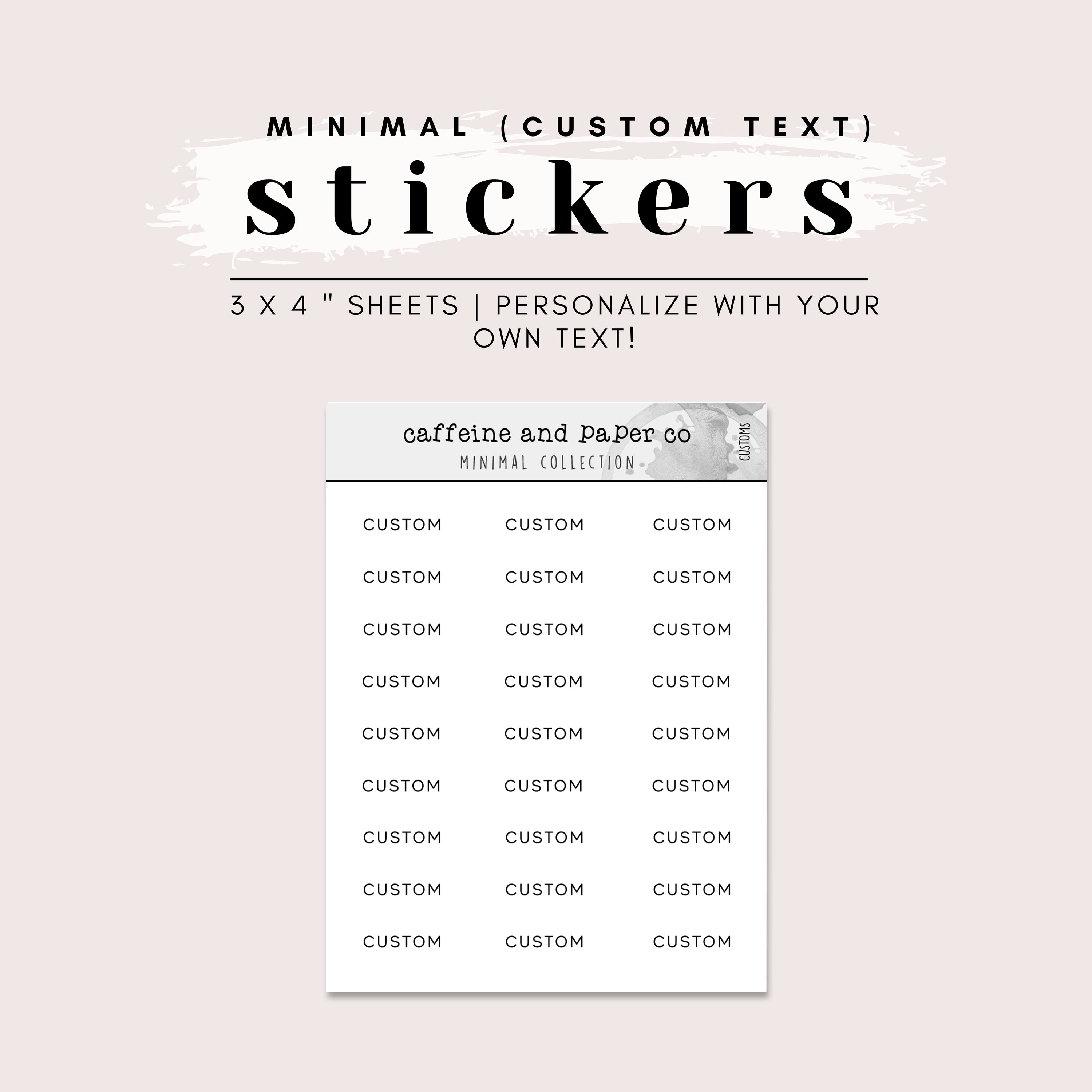 Small Sticker Text CUSTOM MINIMAL TEXT STICKERS – Soft Paper Studio