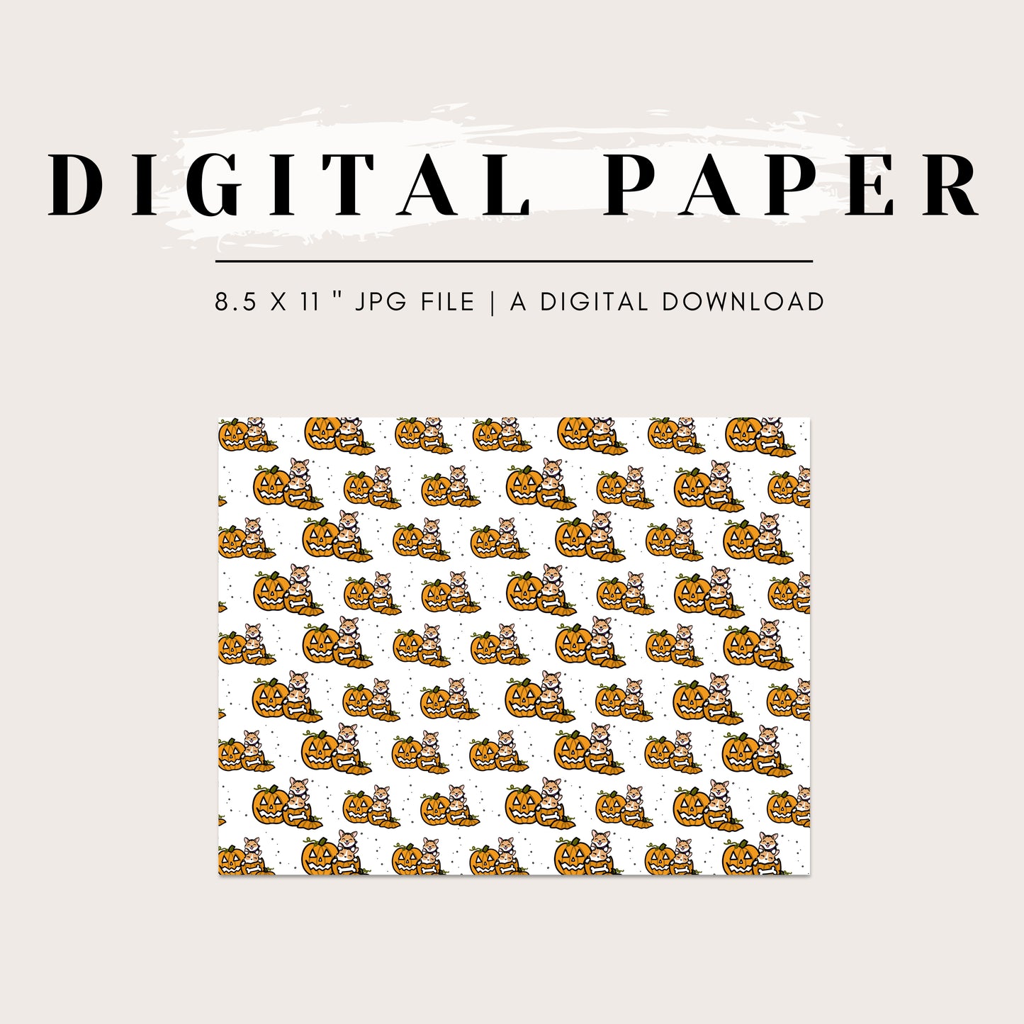 Digital Paper - Two Corgis in a Pumpkin