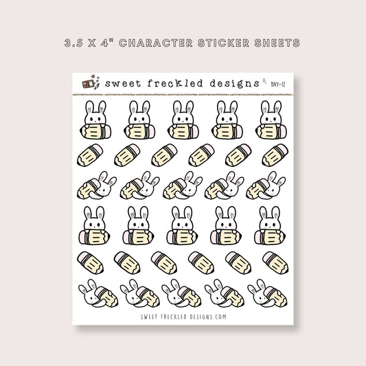 Latte the Bunny Pencil Stickers