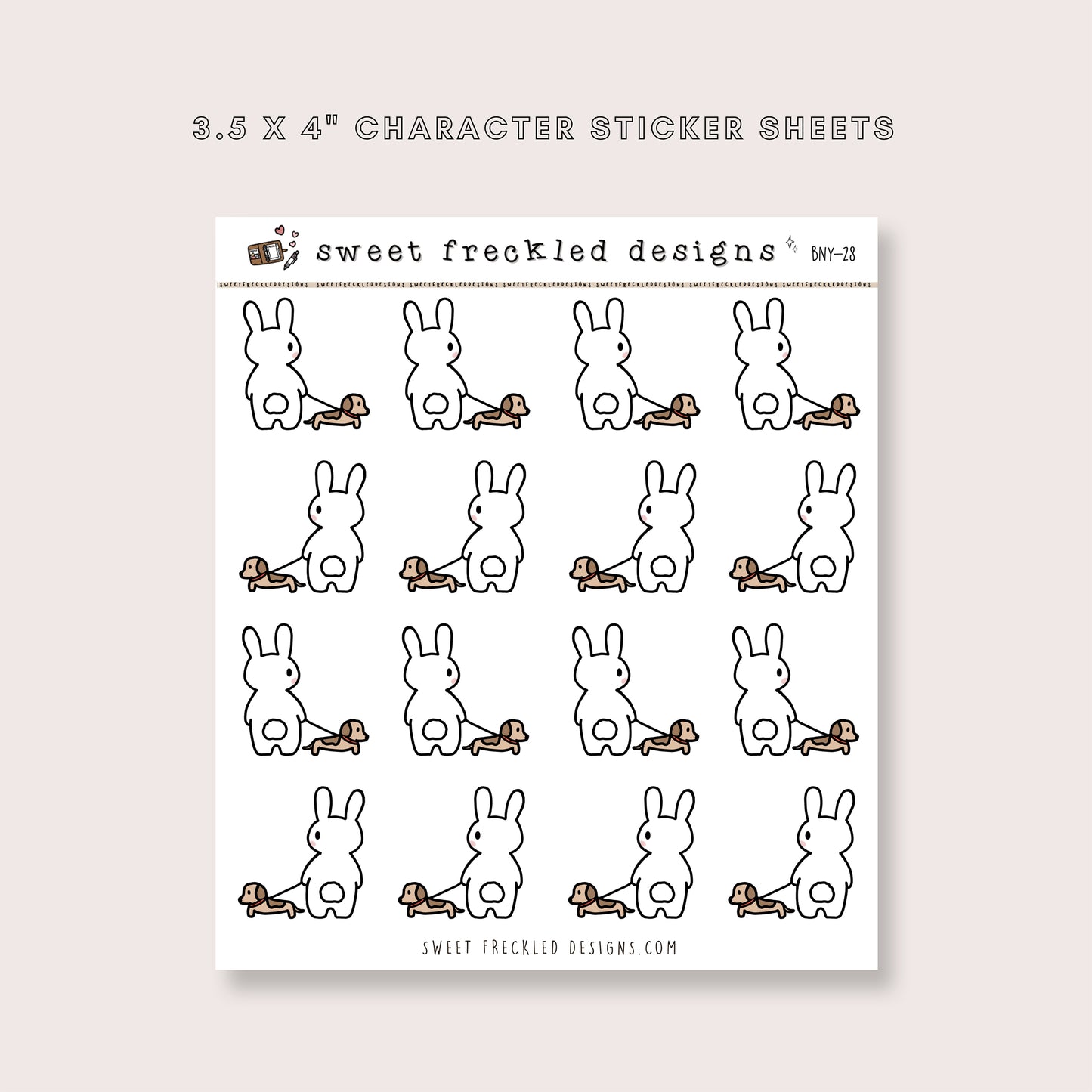 Latte the Bunny Walk the Dog Stickers