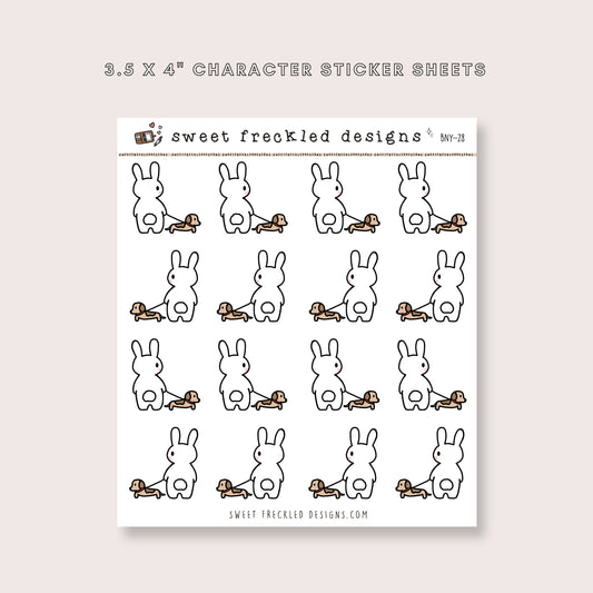 Latte the Bunny Walk the Dog Stickers