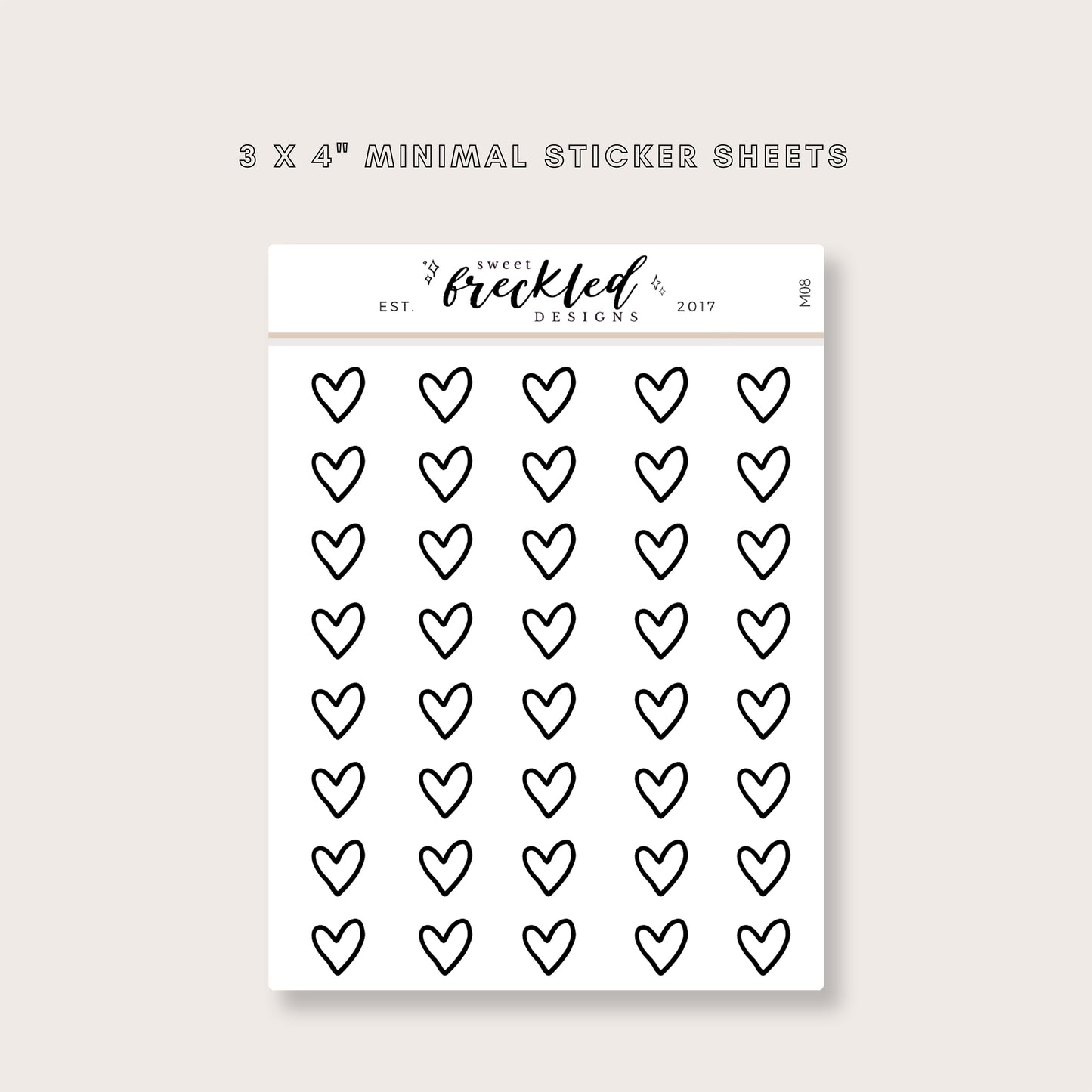 Minimalistic Mini Heart Stickers (3 Colors Available)