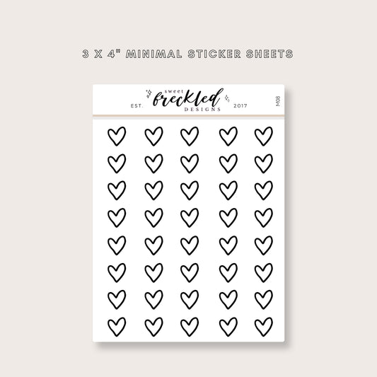 Minimalistic Mini Heart Stickers (3 Colors Available)