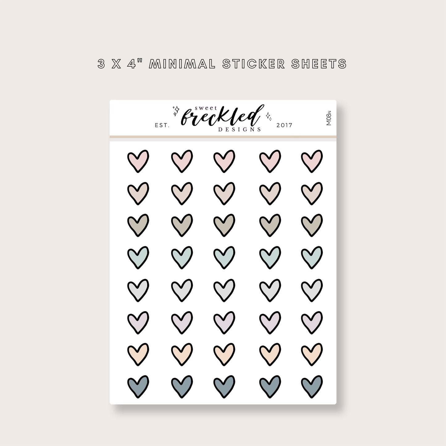 Minimalistic Mini Heart Stickers (3 Colors Available)