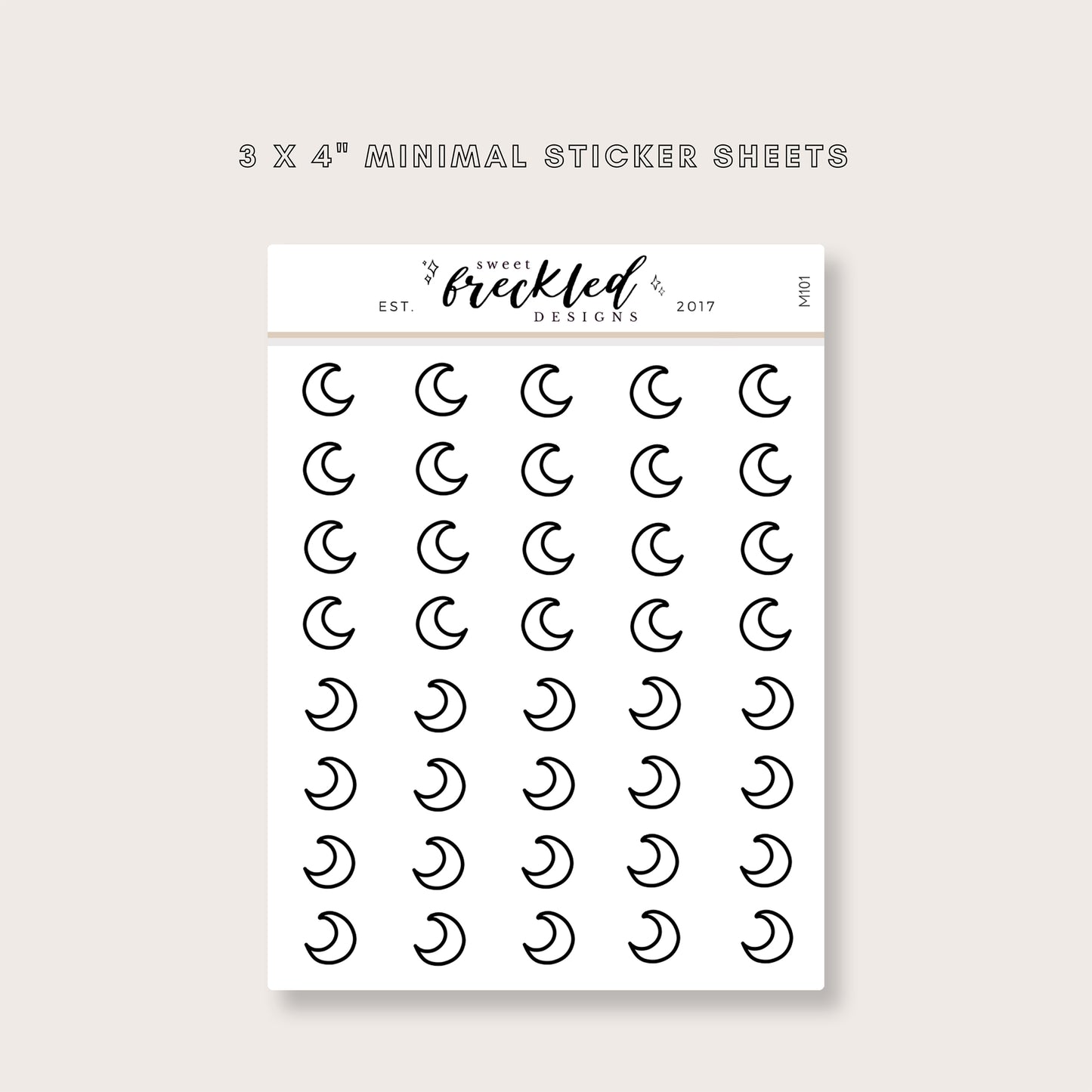 Minimalistic Mini Crescent Moon Stickers