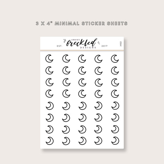 Minimalistic Mini Crescent Moon Stickers