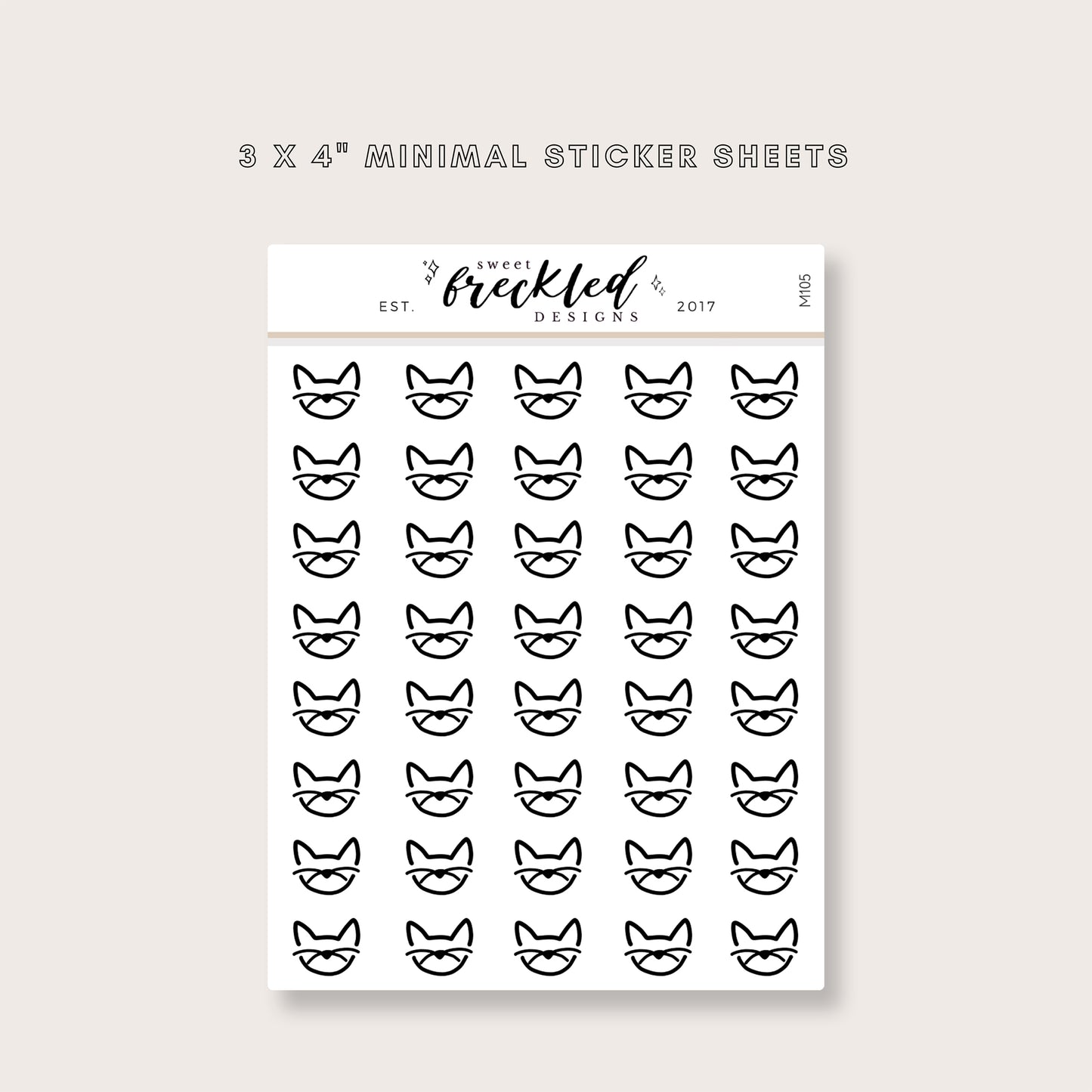 Minimalistic Mini Kitty Cat Stickers