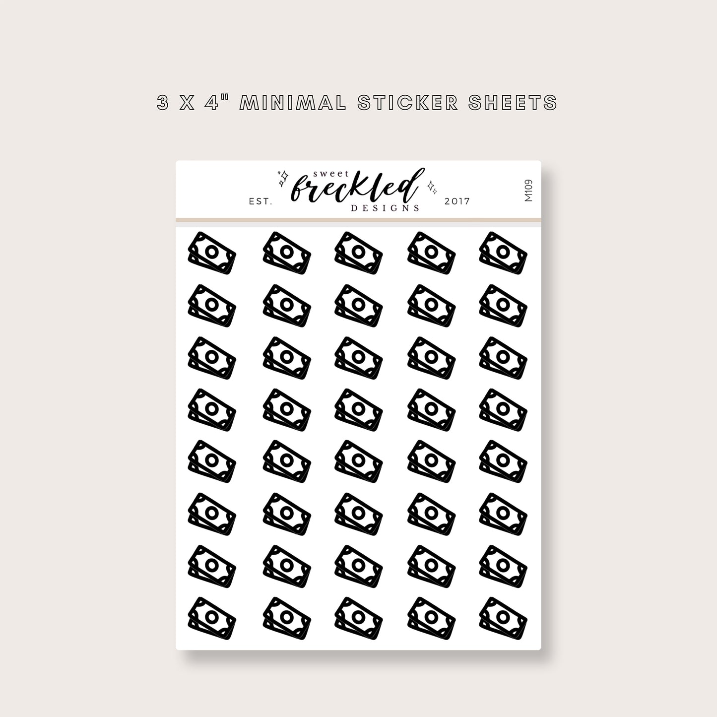 Minimalistic Mini Paper Money Cash Stickers