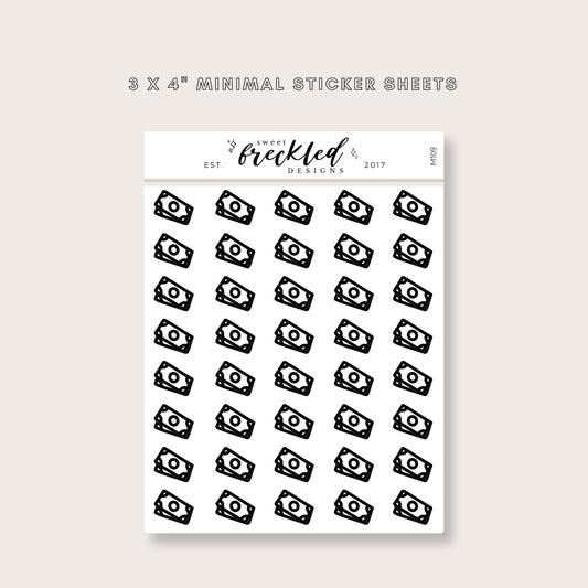 Minimalistic Mini Paper Money Cash Stickers