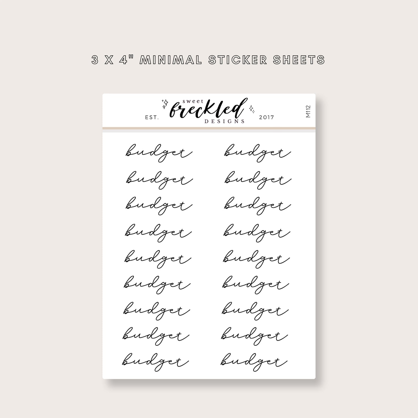 Minimalistic Script "Budget" Stickers