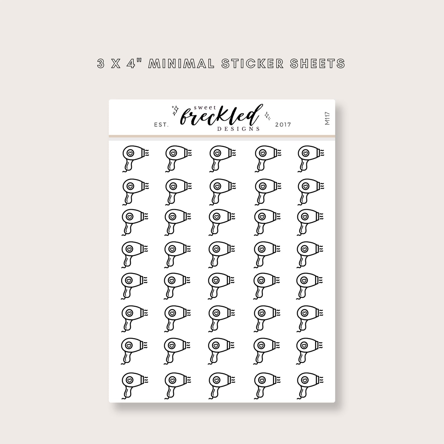 Minimalistic Mini Blow Dryer Stickers