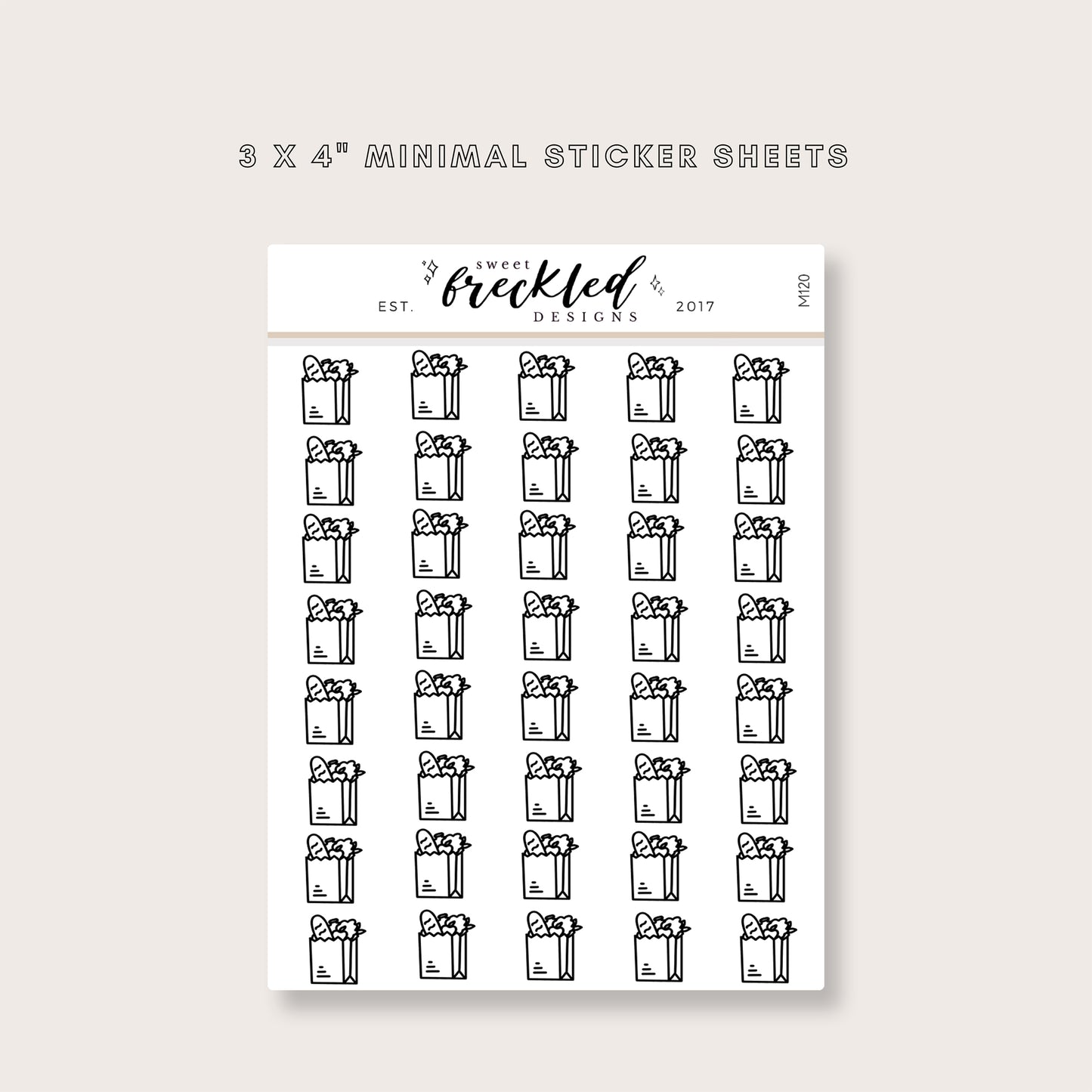 Minimalistic Mini Groceries Grocery Bag Shopping Stickers