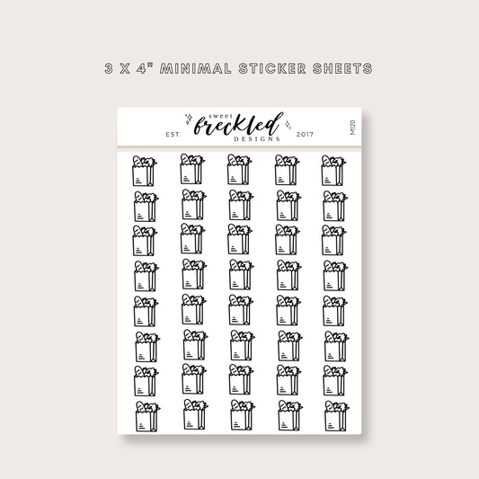 Minimalistic Mini Groceries Grocery Bag Shopping Stickers