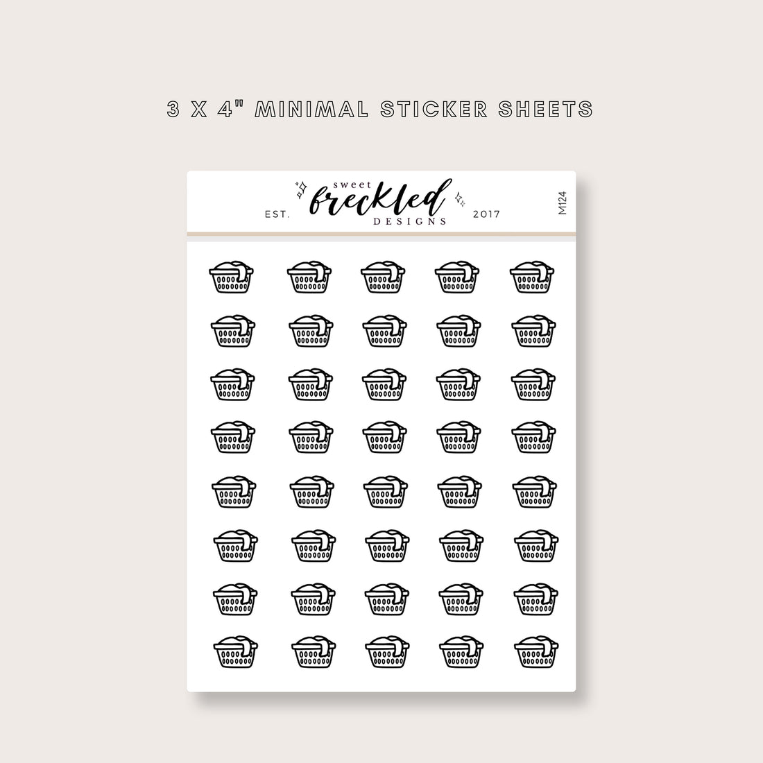 Minimalistic Mini Laundry Basket Stickers Soft Paper Studio