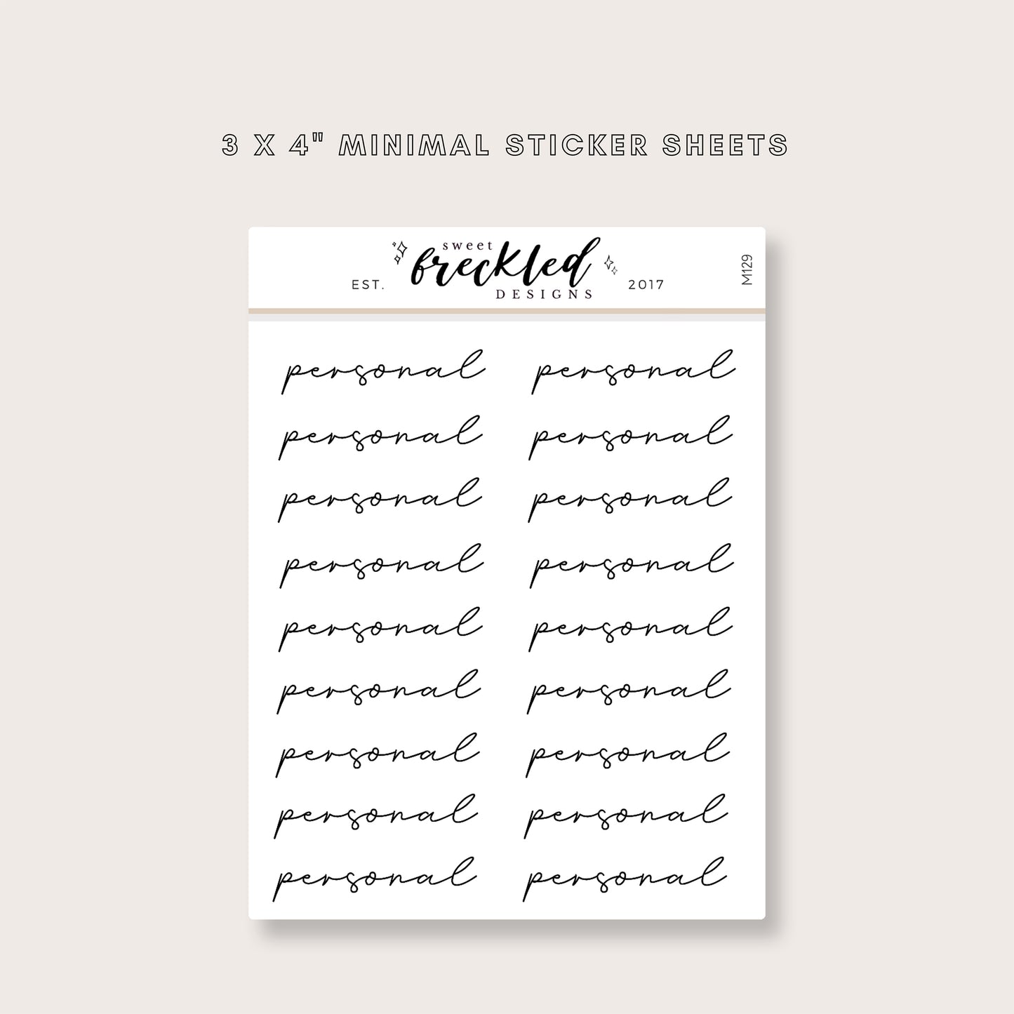 Minimalistic Script "Personal" Stickers