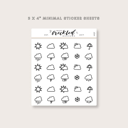 Minimalistic Mini Weather Icon Stickers (6 Variations Available)