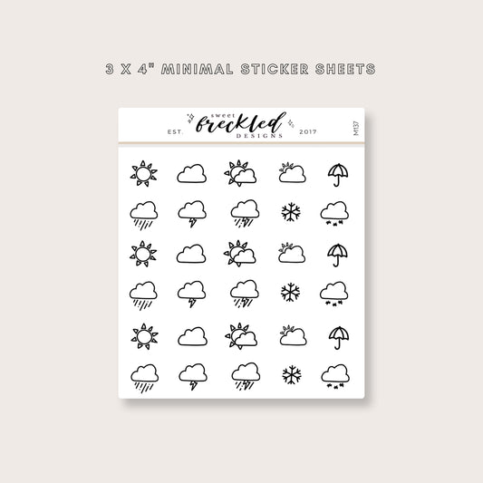 Minimalistic Mini Weather Icon Stickers (6 Variations Available)