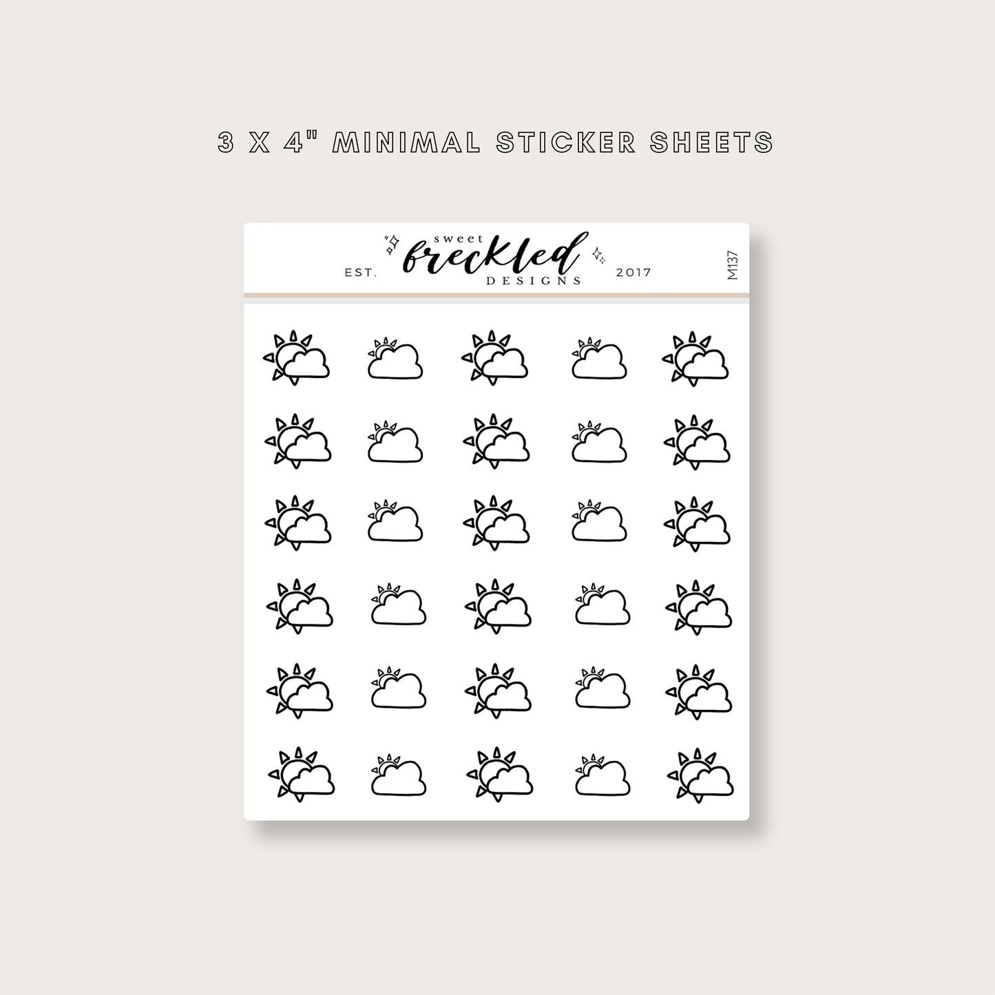 Minimalistic Mini Weather Icon Stickers (6 Variations Available)