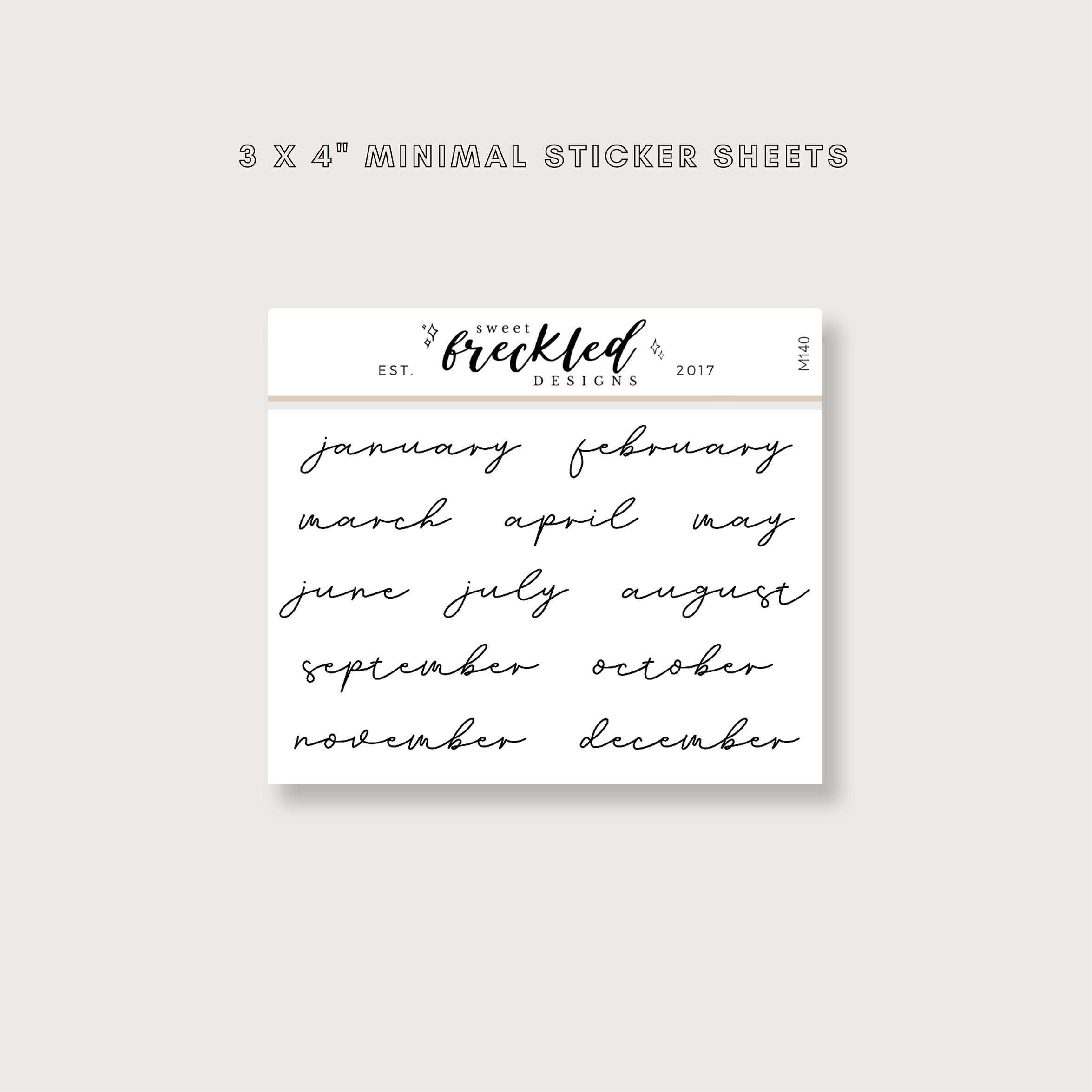 Minimalistic Script Months of the Year Stickers – Soft Paper Studio
