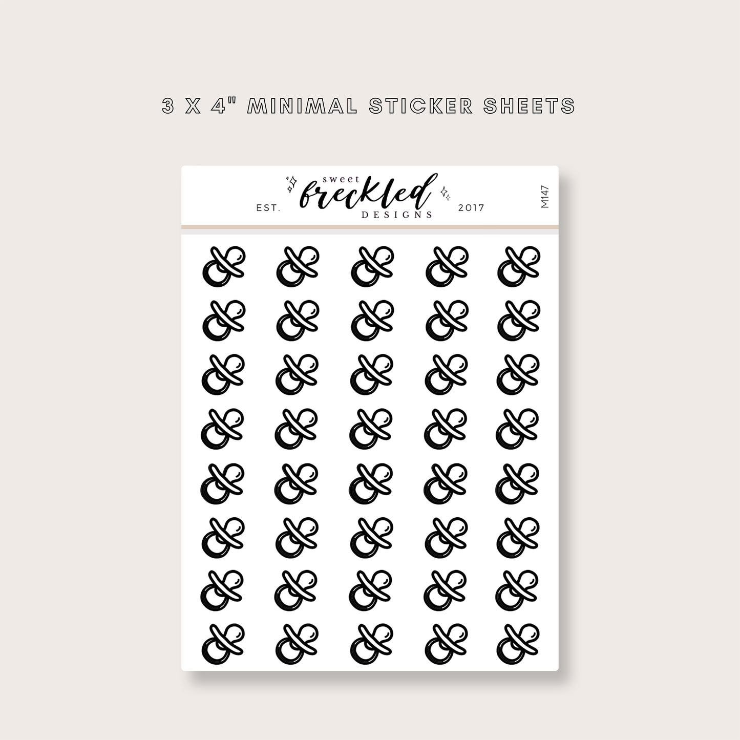 Minimalistic Mini Baby Pacifier Stickers