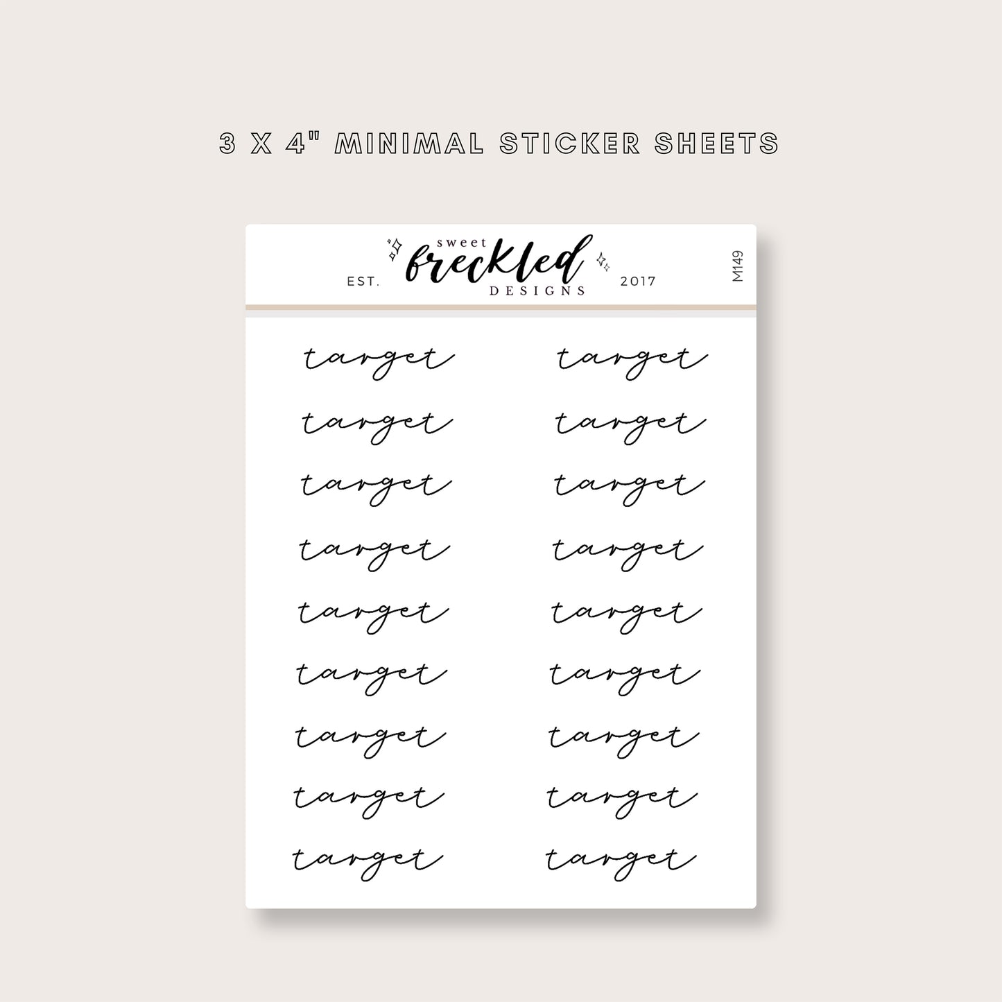 Minimalistic Script "Target" Stickers