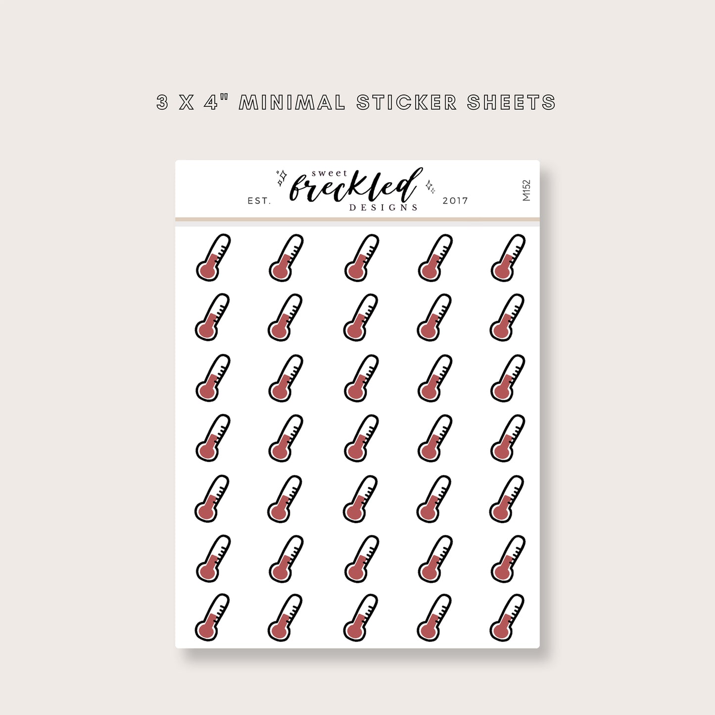 Minimalistic Mini Thermometer Sick Day Stickers