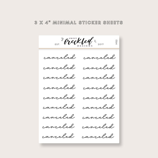 Minimalistic Script "Canceled" Stickers