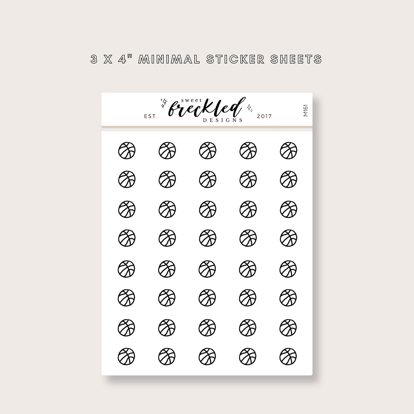 Minimalistic Mini Basketball Sports Stickers