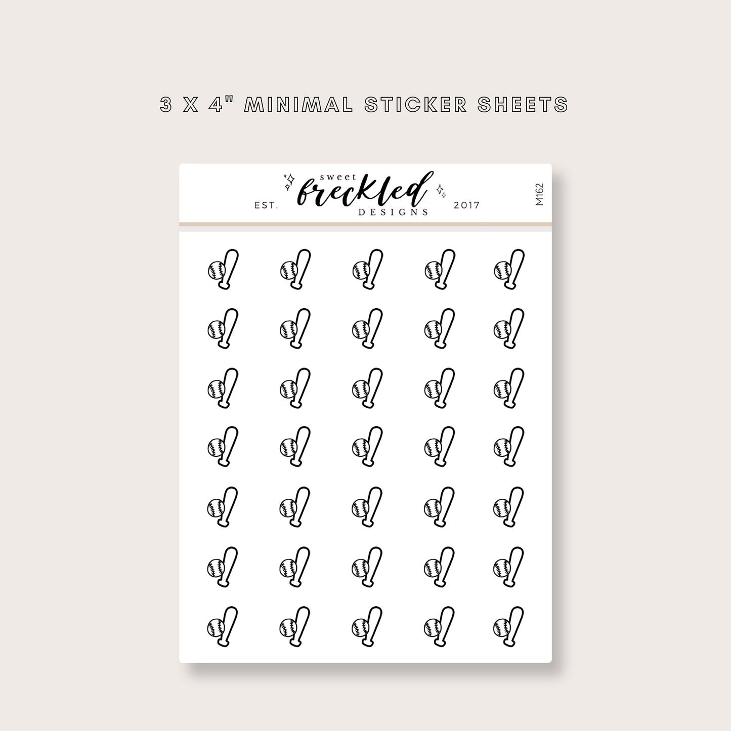 Minimalistic Mini Baseball Sports Stickers