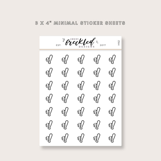 Minimalistic Mini Baseball Sports Stickers