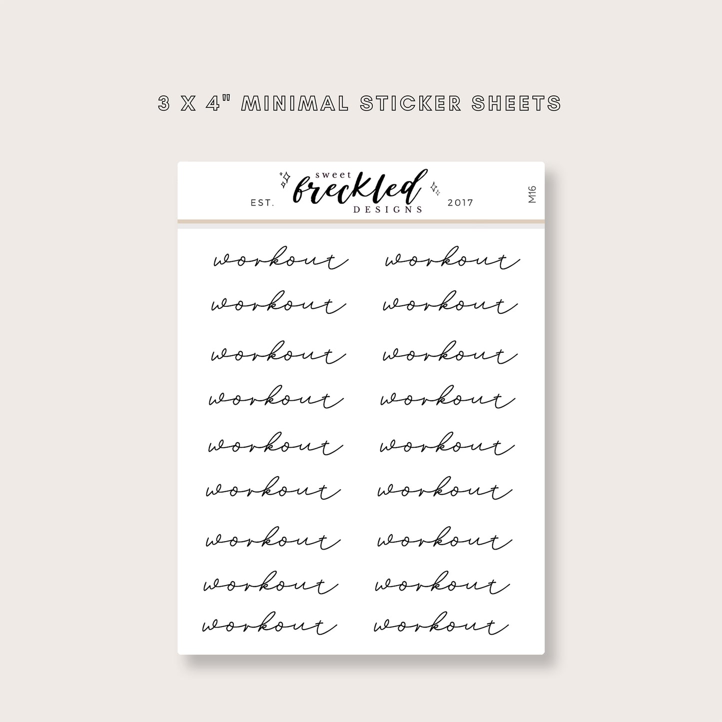 Minimalistic Script "Workout" Stickers