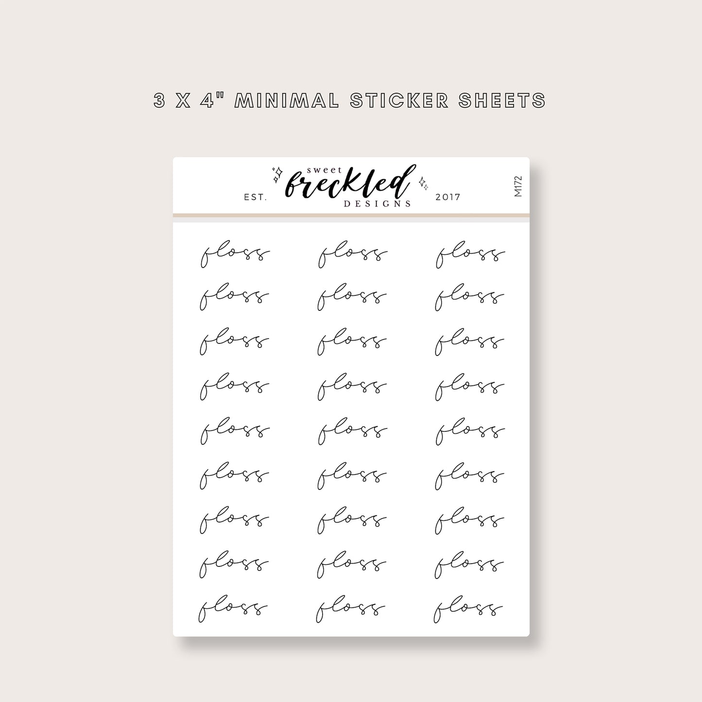 Minimalistic Script "Floss" Stickers