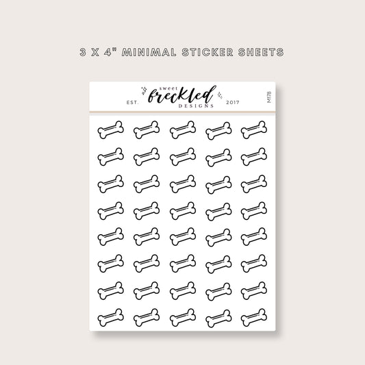 Minimalistic Mini Pet Dog Bone Stickers