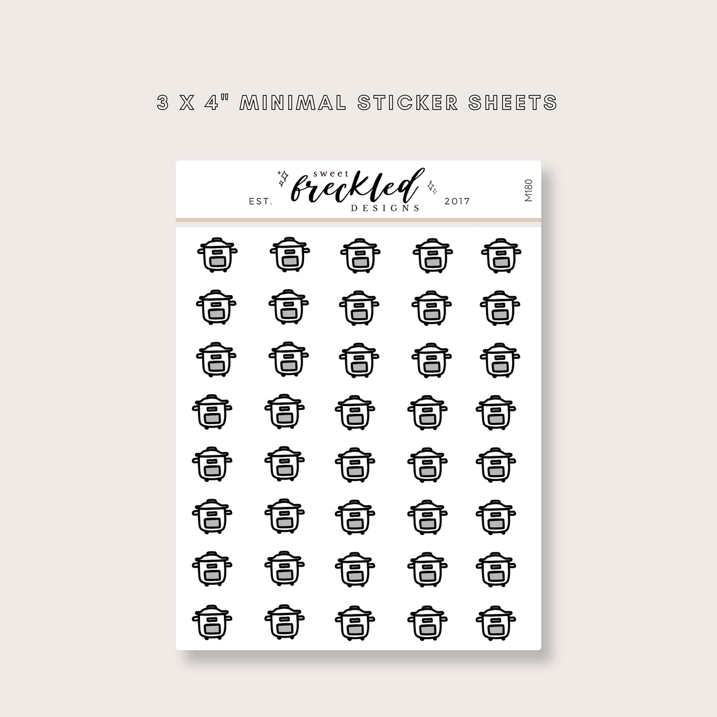 Minimalistic Mini Instapot Crockpot Slow Cooker Cooking Stickers