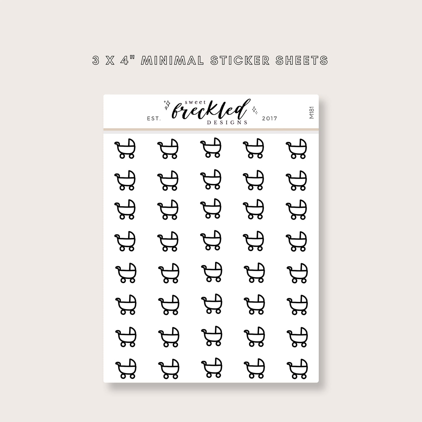 Minimalistic Mini Baby Stroller Stickers